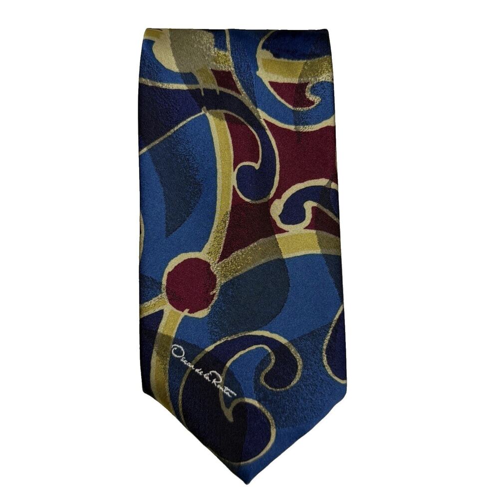 Oscar De La Renta Men’s Tie Designer Necktie Made In USA Vintage Logo Gift